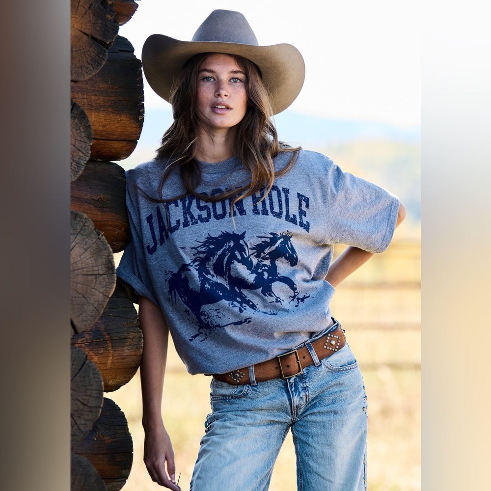 Diamond Cross Ranch Heather Grey Horse Tshirt